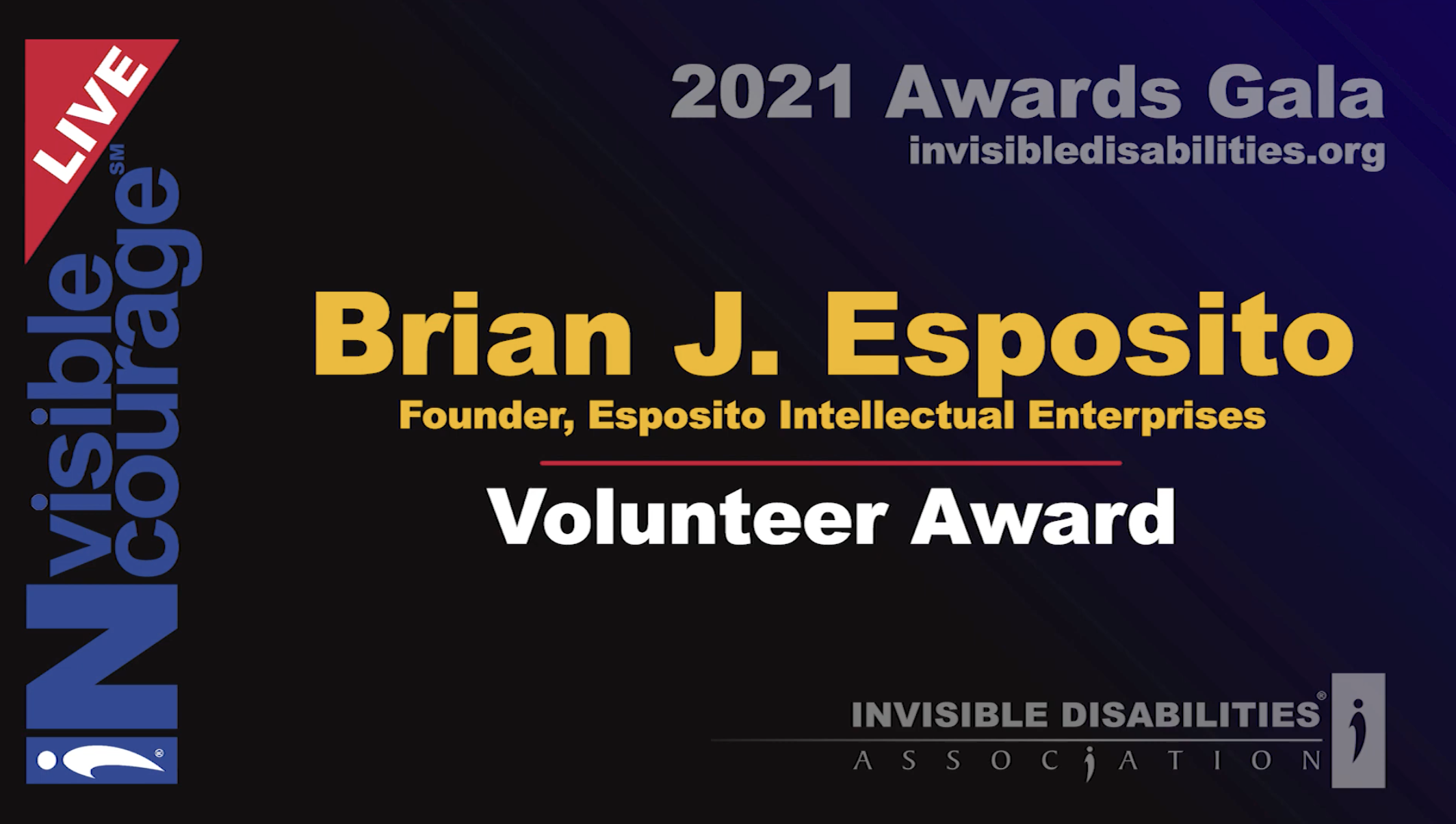 Invisible Disabilities Association 2021 Gala Volunteer Award